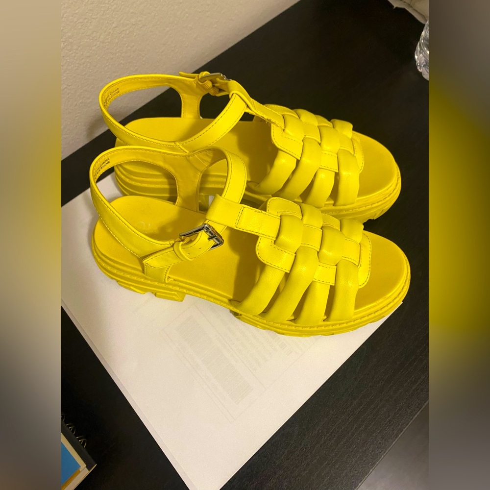 BP Neon Yellow Platform Sandals 6.5 M